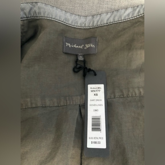 New Michael Stars Woven Linen Shirt Dress in Camo XS - Picture 6 of 6